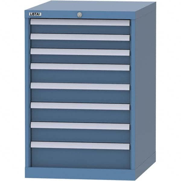 LISTA - 8 Drawer, 99 Compartment Bright Blue Steel Modular Storage Cabinet - USA Tool & Supply