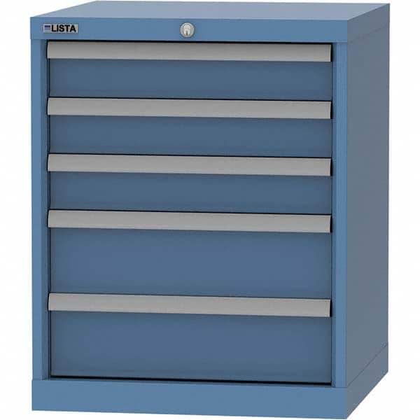 LISTA - 5 Drawer, 84 Compartment Bright Blue Steel Modular Storage Cabinet - USA Tool & Supply