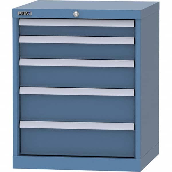 LISTA - 5 Drawer, 84 Compartment Bright Blue Steel Modular Storage Cabinet - USA Tool & Supply