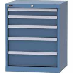 LISTA - 5 Drawer, 84 Compartment Bright Blue Steel Modular Storage Cabinet - USA Tool & Supply