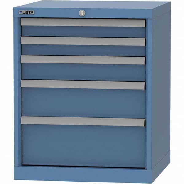LISTA - 5 Drawer, 84 Compartment Bright Blue Steel Modular Storage Cabinet - USA Tool & Supply