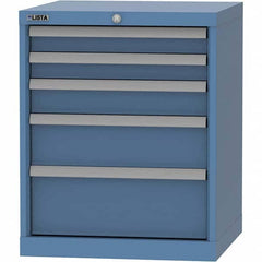 LISTA - 5 Drawer, 84 Compartment Bright Blue Steel Modular Storage Cabinet - USA Tool & Supply