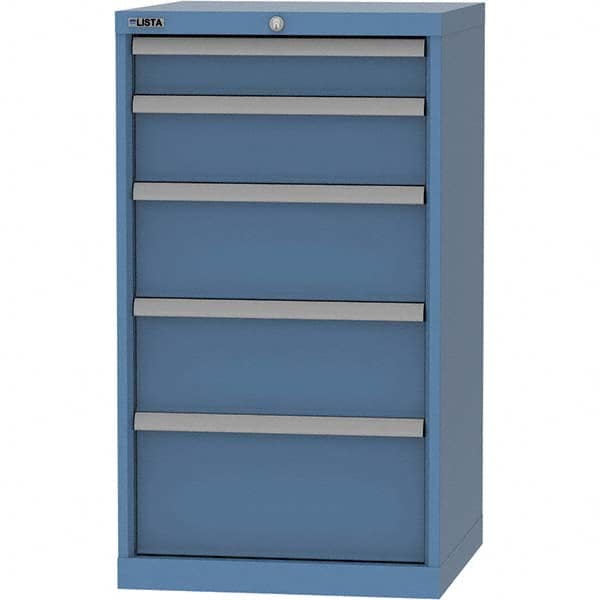 LISTA - 5 Drawer, 84 Compartment Bright Blue Steel Modular Storage Cabinet - USA Tool & Supply