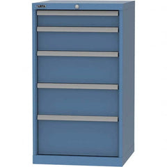 LISTA - 5 Drawer, 84 Compartment Bright Blue Steel Modular Storage Cabinet - USA Tool & Supply