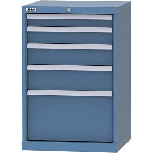 LISTA - 5 Drawer, 84 Compartment Bright Blue Steel Modular Storage Cabinet - USA Tool & Supply