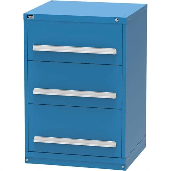 Vidmar - 3 Drawer, 124 Compartment Bright Blue Steel Modular Storage Cabinet - USA Tool & Supply