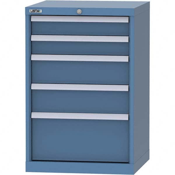 LISTA - 5 Drawer, 84 Compartment Bright Blue Steel Modular Storage Cabinet - USA Tool & Supply