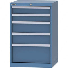 LISTA - 5 Drawer, 84 Compartment Bright Blue Steel Modular Storage Cabinet - USA Tool & Supply