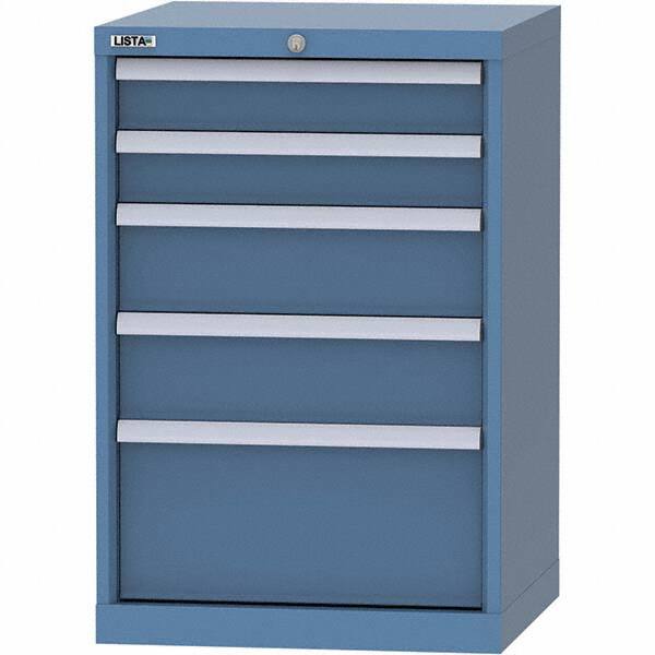 LISTA - 5 Drawer, 84 Compartment Bright Blue Steel Modular Storage Cabinet - USA Tool & Supply