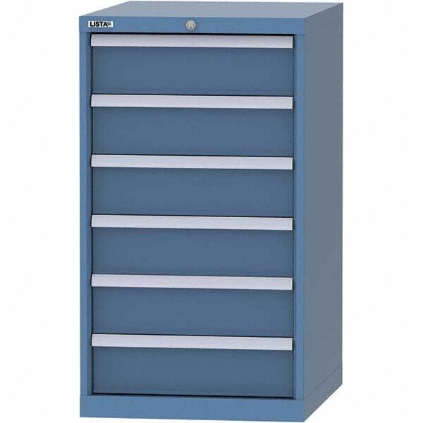 LISTA - 6 Drawer, 99 Compartment Bright Blue Steel Modular Storage Cabinet - USA Tool & Supply