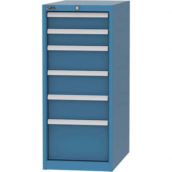 LISTA - 6 Drawer, 45 Compartment Bright Blue Steel Modular Storage Cabinet - USA Tool & Supply