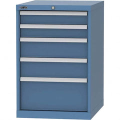 LISTA - 5 Drawer, 99 Compartment Bright Blue Steel Modular Storage Cabinet - USA Tool & Supply