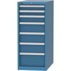 LISTA - 7 Drawer, 45 Compartment Bright Blue Steel Modular Storage Cabinet - USA Tool & Supply