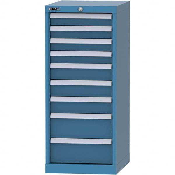 LISTA - 9 Drawer, 216 Compartment Bright Blue Steel Modular Storage Cabinet - USA Tool & Supply