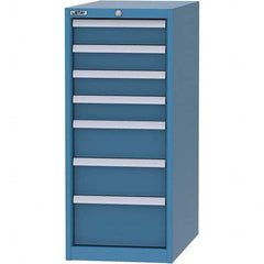 LISTA - 7 Drawer, 45 Compartment Bright Blue Steel Modular Storage Cabinet - USA Tool & Supply