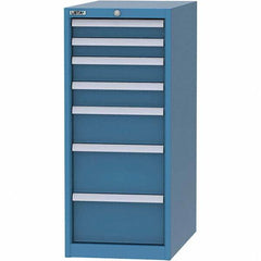 LISTA - 7 Drawer, 45 Compartment Bright Blue Steel Modular Storage Cabinet - USA Tool & Supply