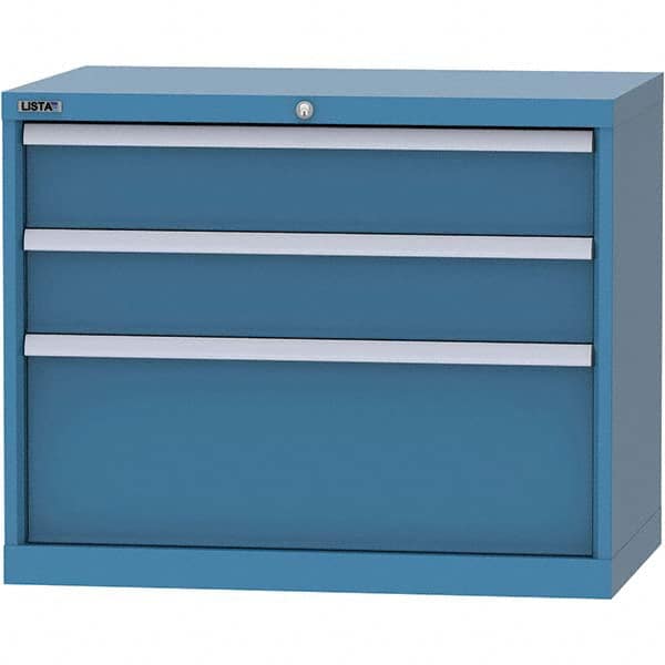LISTA - 3 Drawer, 84 Compartment Bright Blue Steel Modular Storage Cabinet - USA Tool & Supply
