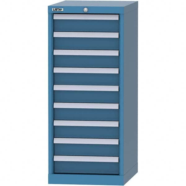 LISTA - 9 Drawer, 216 Compartment Bright Blue Steel Modular Storage Cabinet - USA Tool & Supply