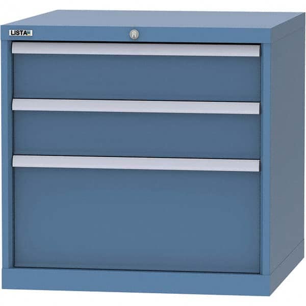 LISTA - 3 Drawer, 45 Compartment Bright Blue Steel Modular Storage Cabinet - USA Tool & Supply