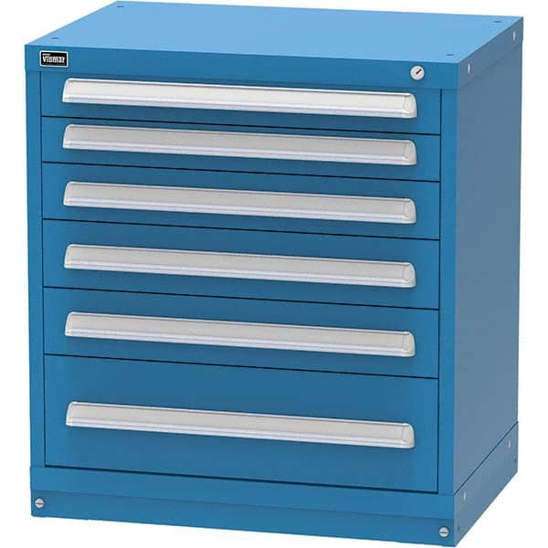 Vidmar - 6 Drawer, 45 Compartment Bright Blue Steel Modular Storage Cabinet - USA Tool & Supply