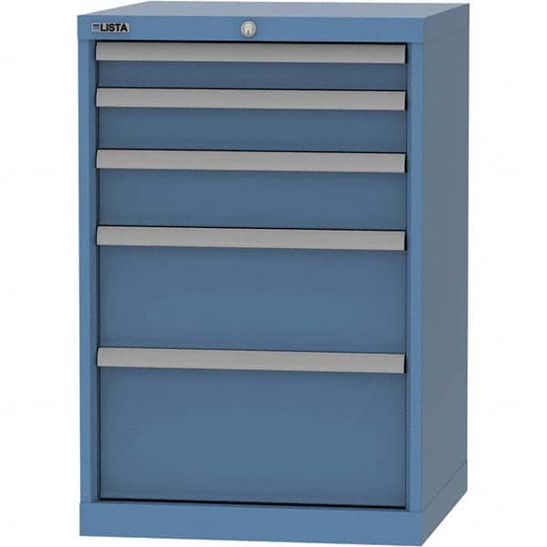 LISTA - 5 Drawer, 84 Compartment Bright Blue Steel Modular Storage Cabinet - USA Tool & Supply