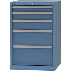 LISTA - 5 Drawer, 84 Compartment Bright Blue Steel Modular Storage Cabinet - USA Tool & Supply