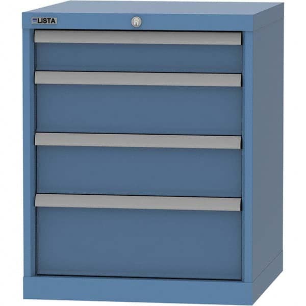 LISTA - 4 Drawer, 84 Compartment Bright Blue Steel Modular Storage Cabinet - USA Tool & Supply
