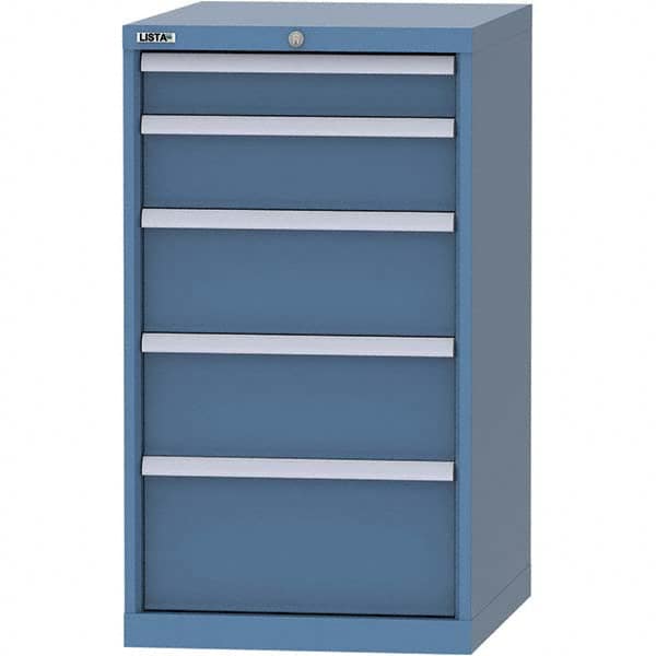 LISTA - 5 Drawer, 99 Compartment Bright Blue Steel Modular Storage Cabinet - USA Tool & Supply