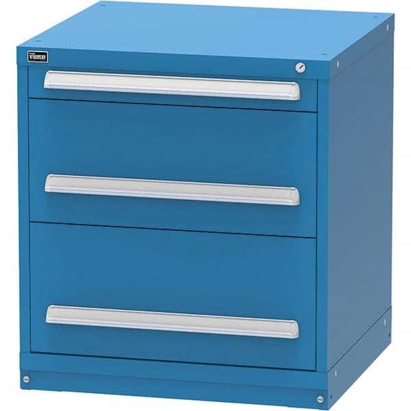 Vidmar - 3 Drawer Bright Blue Steel Modular Storage Cabinet - USA Tool & Supply