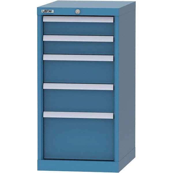 LISTA - 5 Drawer, 216 Compartment Bright Blue Steel Modular Storage Cabinet - USA Tool & Supply