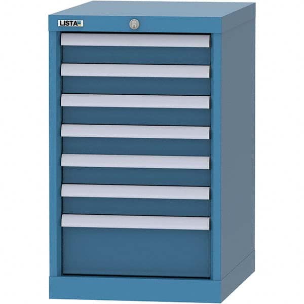 LISTA - 7 Drawer, 216 Compartment Bright Blue Steel Modular Storage Cabinet - USA Tool & Supply