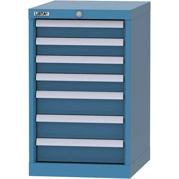 LISTA - 7 Drawer, 216 Compartment Bright Blue Steel Modular Storage Cabinet - USA Tool & Supply