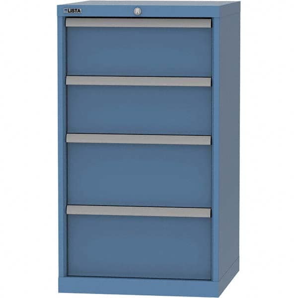 LISTA - 4 Drawer, 84 Compartment Bright Blue Steel Modular Storage Cabinet - USA Tool & Supply