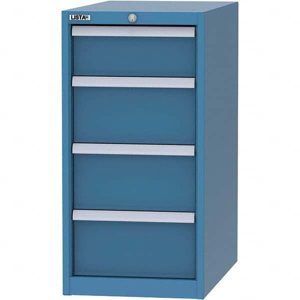LISTA - 4 Drawer, 45 Compartment Bright Blue Steel Modular Storage Cabinet - USA Tool & Supply
