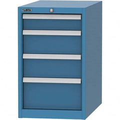 LISTA - 4 Drawer, 45 Compartment Bright Blue Steel Modular Storage Cabinet - USA Tool & Supply