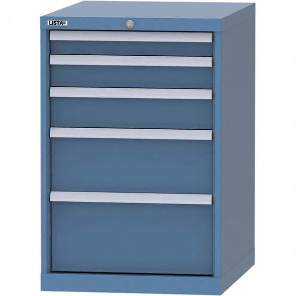 LISTA - 5 Drawer, 99 Compartment Bright Blue Steel Modular Storage Cabinet - USA Tool & Supply
