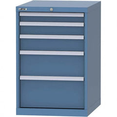 LISTA - 5 Drawer, 99 Compartment Bright Blue Steel Modular Storage Cabinet - USA Tool & Supply