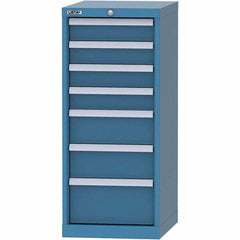 LISTA - 7 Drawer, 216 Compartment Bright Blue Steel Modular Storage Cabinet - USA Tool & Supply