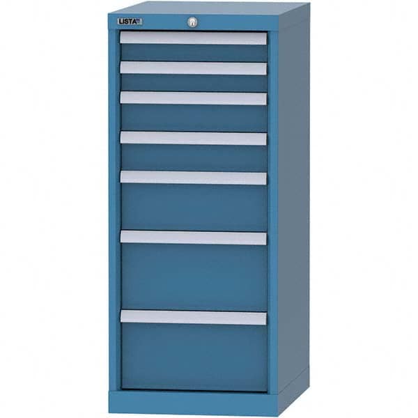 LISTA - 7 Drawer, 216 Compartment Bright Blue Steel Modular Storage Cabinet - USA Tool & Supply