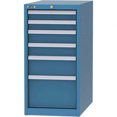 LISTA - 6 Drawer, 45 Compartment Bright Blue Steel Modular Storage Cabinet - USA Tool & Supply