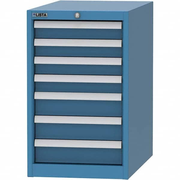 LISTA - 7 Drawer, 45 Compartment Bright Blue Steel Modular Storage Cabinet - USA Tool & Supply