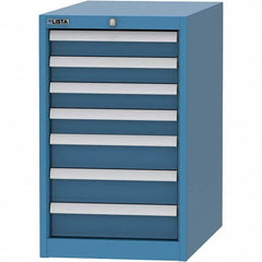 LISTA - 7 Drawer, 45 Compartment Bright Blue Steel Modular Storage Cabinet - USA Tool & Supply