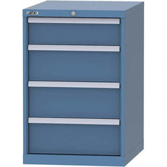 LISTA - 4 Drawer, 99 Compartment Bright Blue Steel Modular Storage Cabinet - USA Tool & Supply