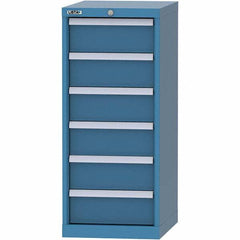 LISTA - 6 Drawer, 216 Compartment Bright Blue Steel Modular Storage Cabinet - USA Tool & Supply