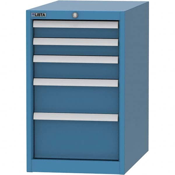 LISTA - 5 Drawer, 45 Compartment Bright Blue Steel Modular Storage Cabinet - USA Tool & Supply