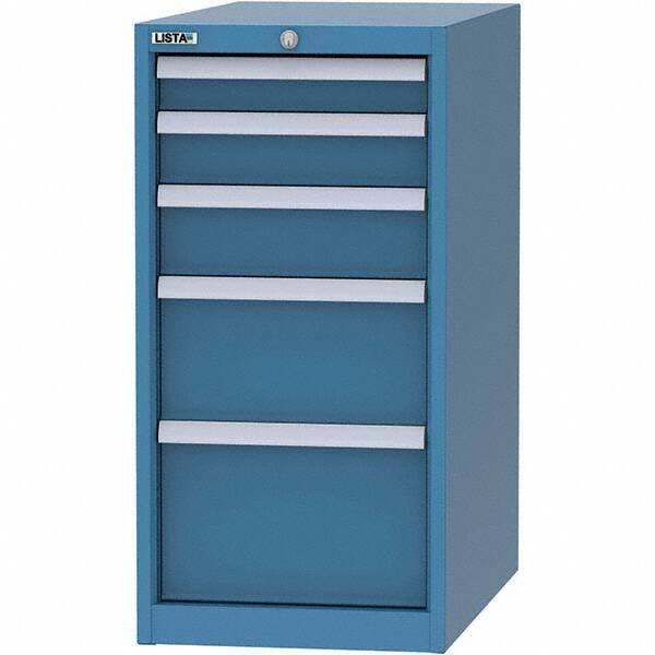 LISTA - 5 Drawer, 45 Compartment Bright Blue Steel Modular Storage Cabinet - USA Tool & Supply
