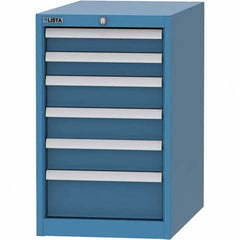 LISTA - 6 Drawer, 45 Compartment Bright Blue Steel Modular Storage Cabinet - USA Tool & Supply