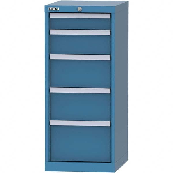 LISTA - 5 Drawer, 216 Compartment Bright Blue Steel Modular Storage Cabinet - USA Tool & Supply