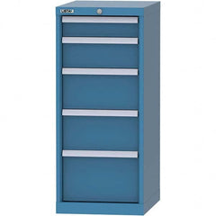 LISTA - 5 Drawer, 216 Compartment Bright Blue Steel Modular Storage Cabinet - USA Tool & Supply