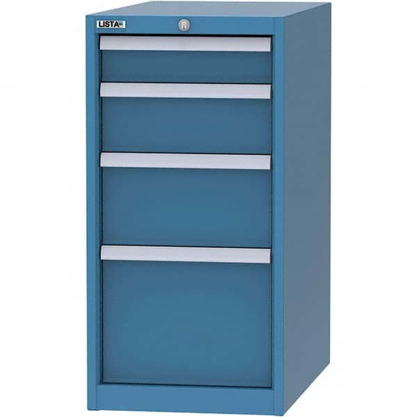 LISTA - 3 Drawer, 45 Compartment Bright Blue Steel Modular Storage Cabinet - USA Tool & Supply